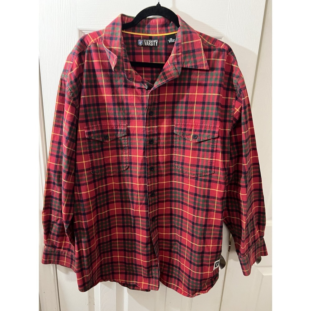 Roundtree‎ And Yorke Varsity XXL Button Down Red Plaid Shirt-cotton-Vintage